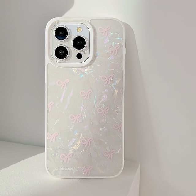 Phone / Faux Strap Adhesive Case Decoration Bow Pearl Set