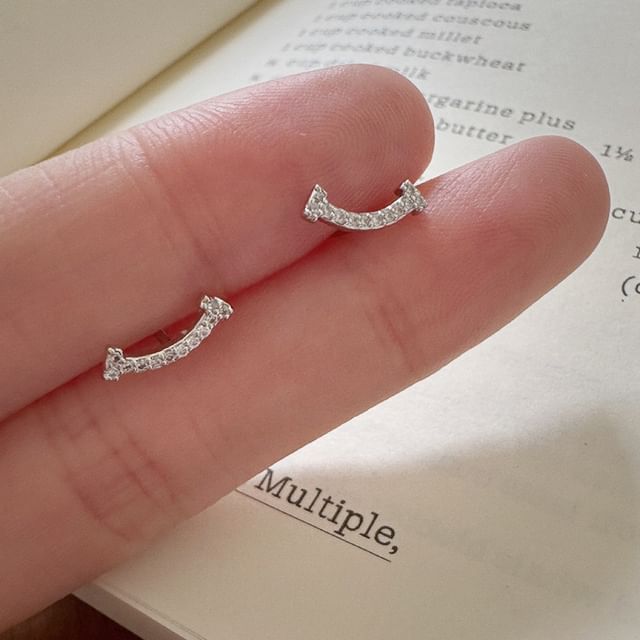 Stud Earring Sterling Silver Rhinestone