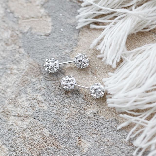 Ball Earring Rhinestone Stud