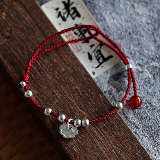 Beaded Anklet Bracelet / Rope Silver