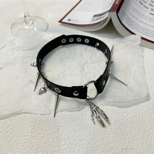 Leather Pendant Choker Halloween Faux