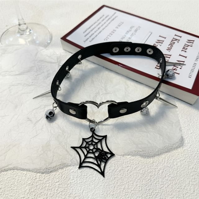 Leather Pendant Choker Halloween Faux