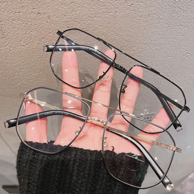 Square Light Glasses Blue Metal Blocking Frame