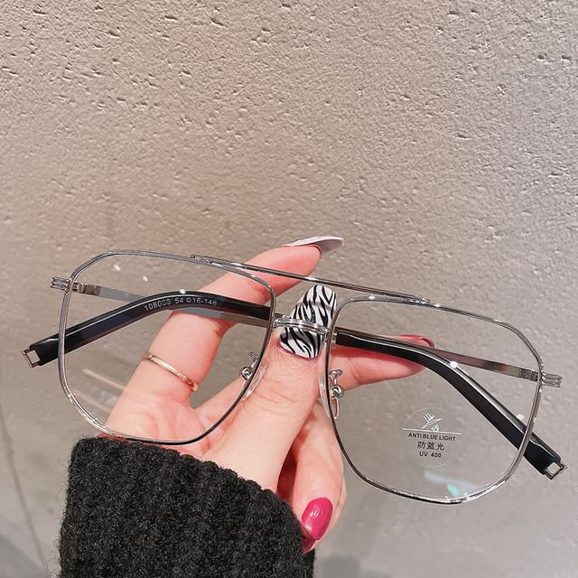 Square Light Glasses Blue Metal Blocking Frame