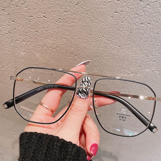 Square Light Glasses Blue Metal Blocking Frame