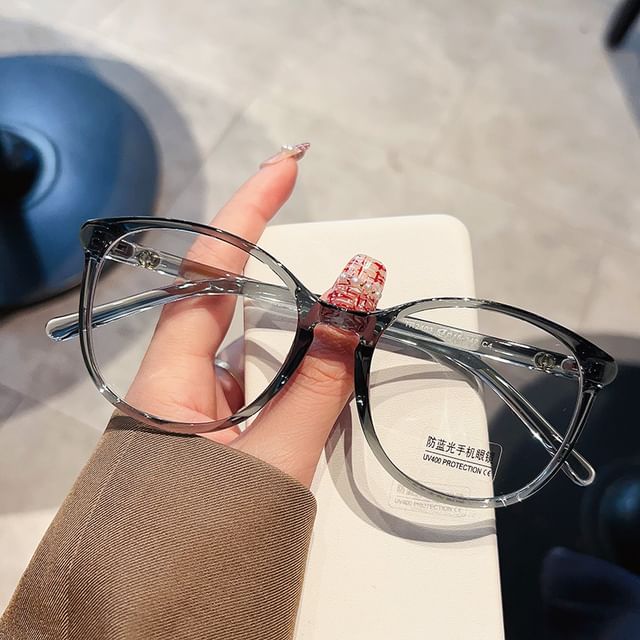 Round Glasses Blue Frame Light Blocking