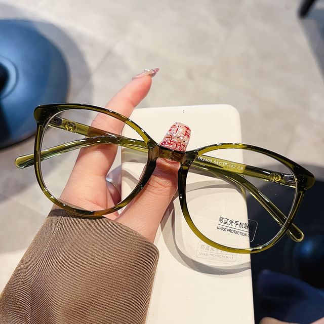 Round Glasses Blue Frame Light Blocking