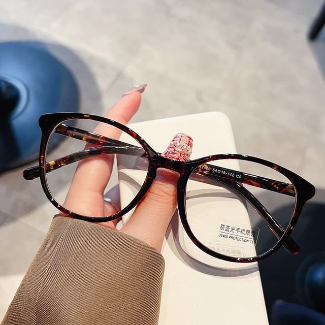 Round Glasses Blue Frame Light Blocking