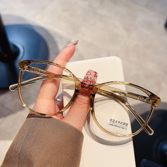 Round Glasses Blue Frame Light Blocking