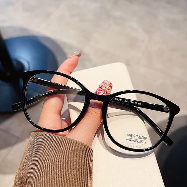 Round Glasses Blue Frame Light Blocking