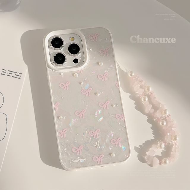 Bow Set Decoration Case / Strap Phone Faux Pearl Adhesive