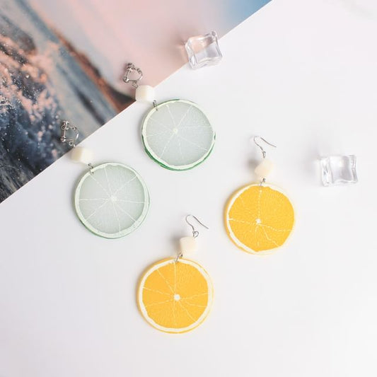 / Drop On Earring Clip Slice Lemon