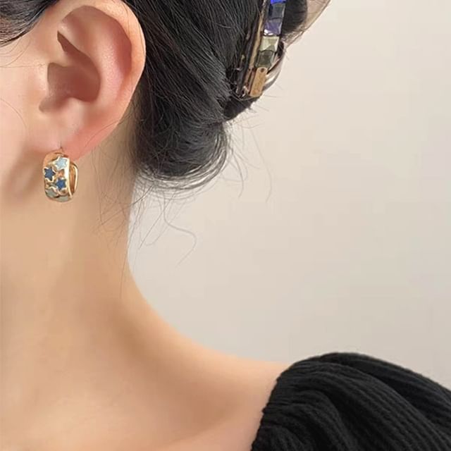 Earring Half Pattern Hoop Star