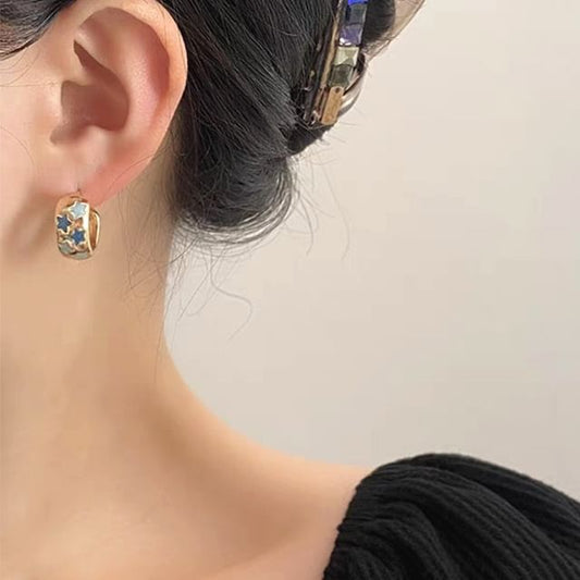 Earring Half Pattern Hoop Star
