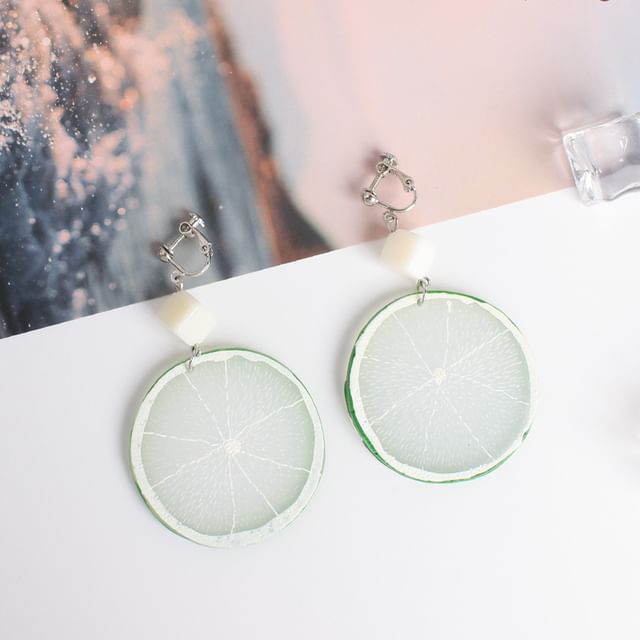 / Drop On Earring Clip Slice Lemon