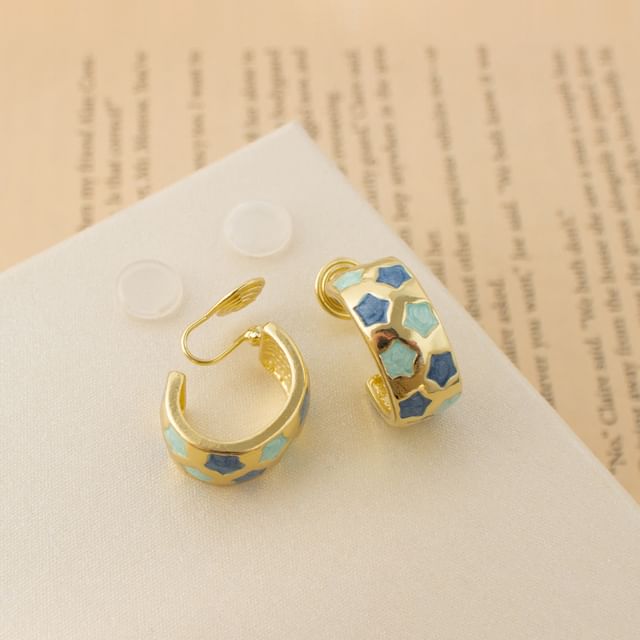 Earring Half Pattern Hoop Star