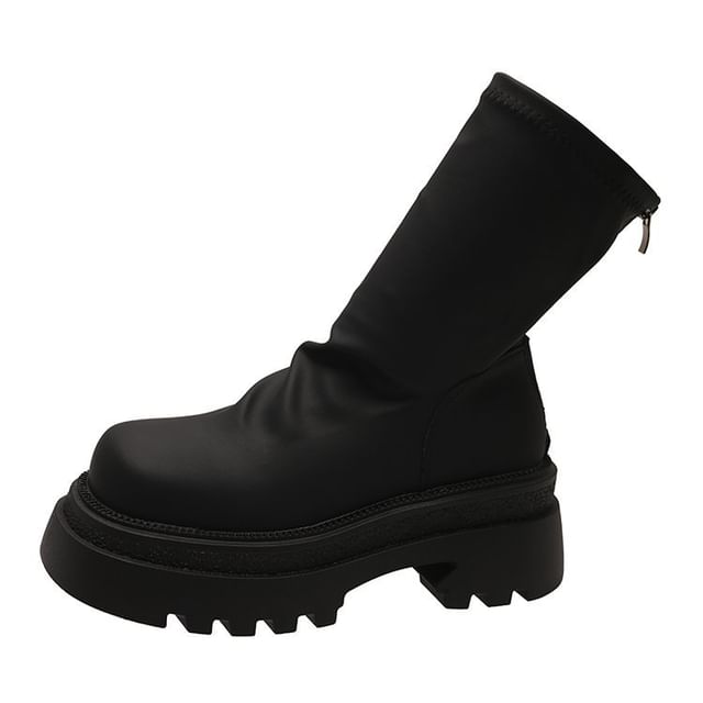 Plain Short Platform Boots Sock