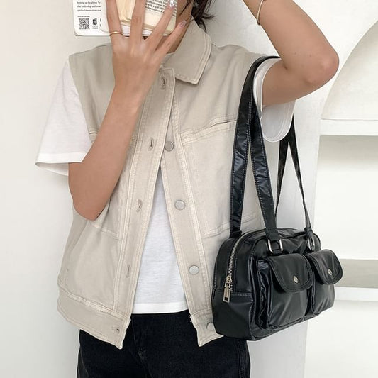 Plain Bag Tote Multi-Pocket