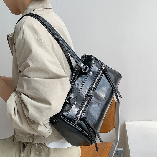 Plain Faux Tote Leather Bag