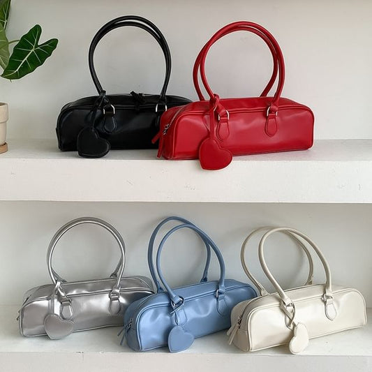 Leather Shoulder Plain Bag Faux