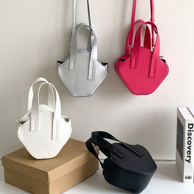 Top Leather Faux Bag Handle Crossbody Plain