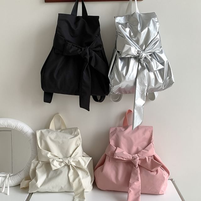 Nylon Flap Bow Backpack Plain