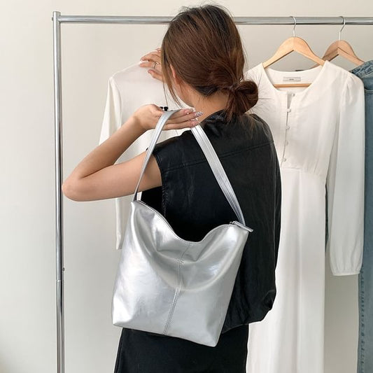 Faux Bag Tote Leather Plain