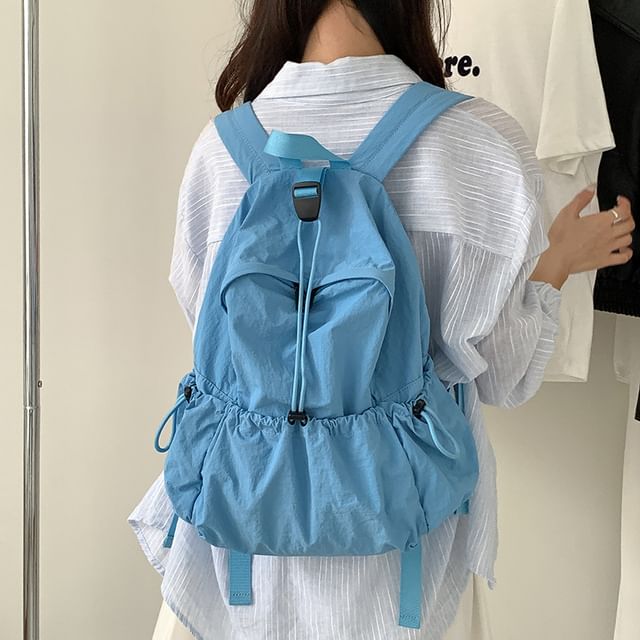 Drawstring Backpack Nylon Plain