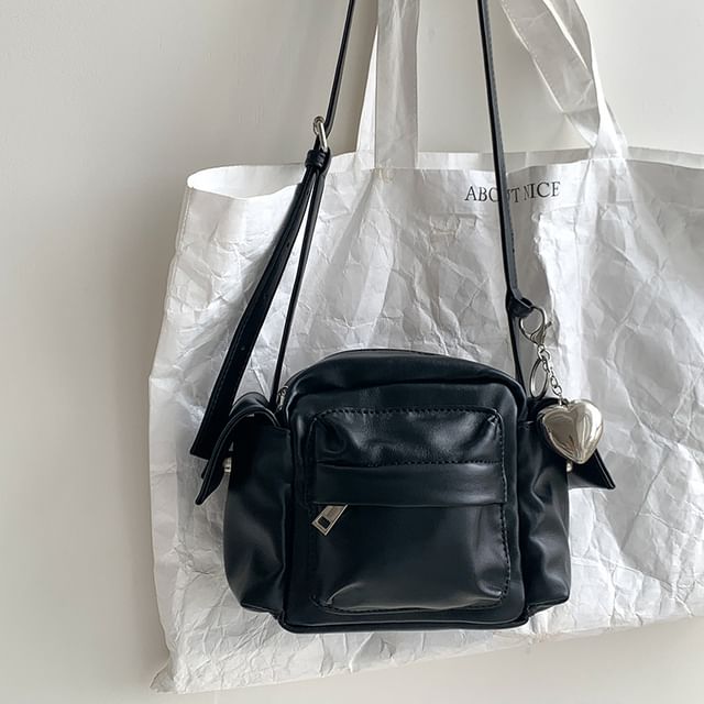 Plain Leather Bag Faux Crossbody