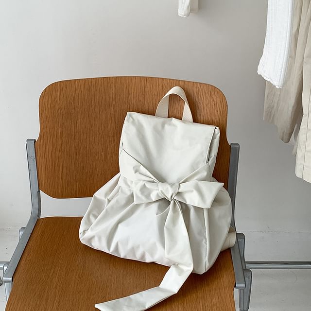 Nylon Flap Bow Backpack Plain
