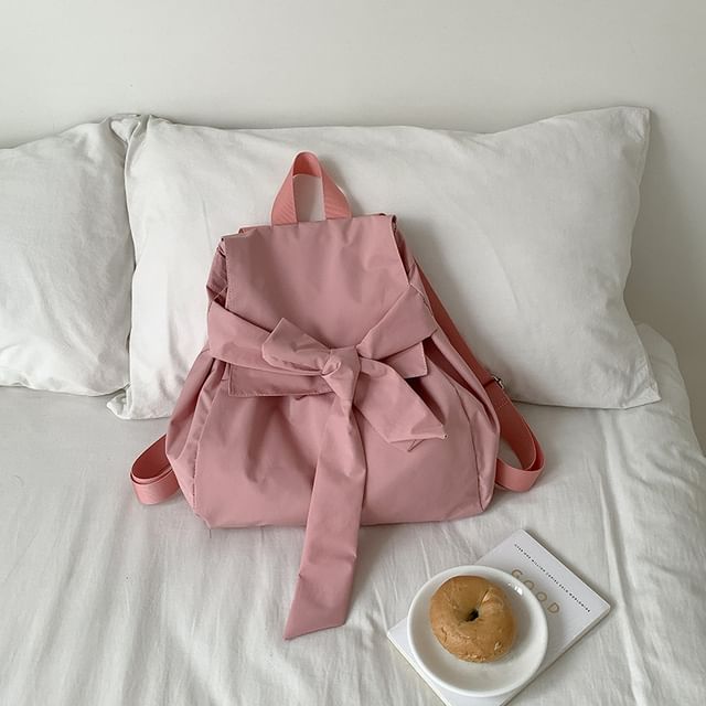 Nylon Flap Bow Backpack Plain
