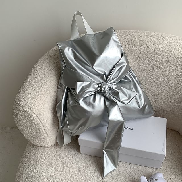 Nylon Flap Bow Backpack Plain