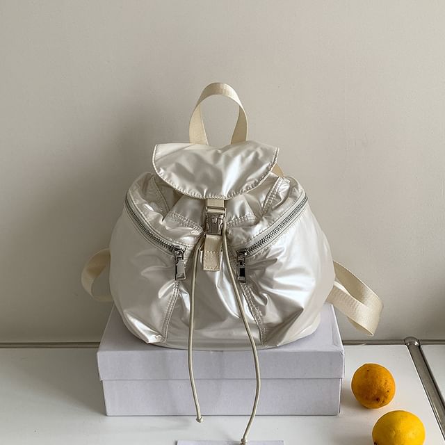 Plain Buckled Backpack Drawstring