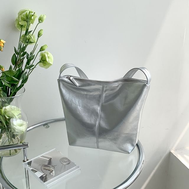 Faux Bag Tote Leather Plain