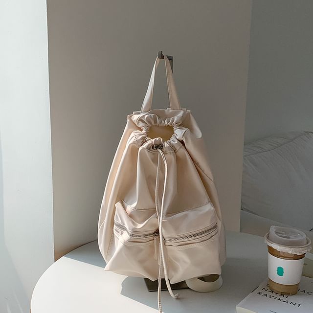Drawstring Backpack Plain Nylon