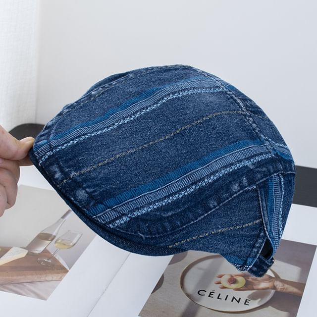 Denim Cap Washed Striped Flat