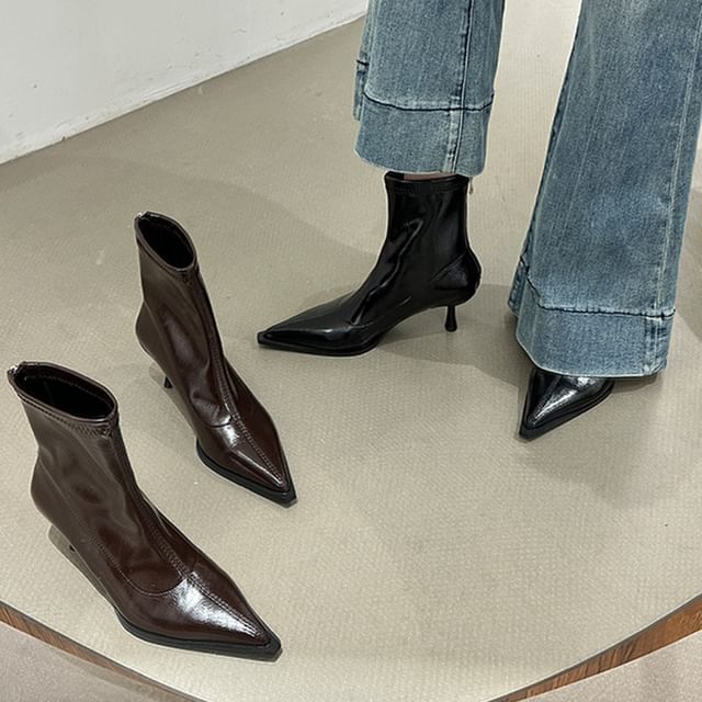 Short Pointy Boots Stiletto Heel