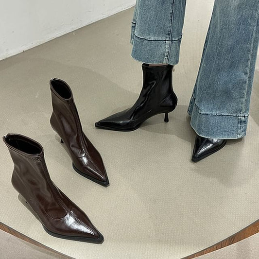Short Pointy Boots Stiletto Heel