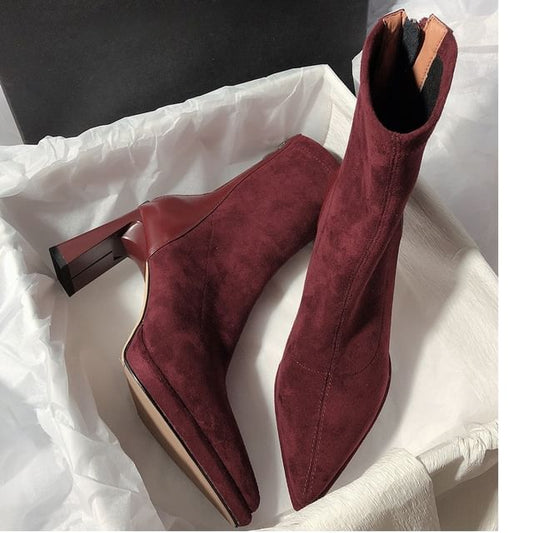Boots Pointy Short Heel Chunky