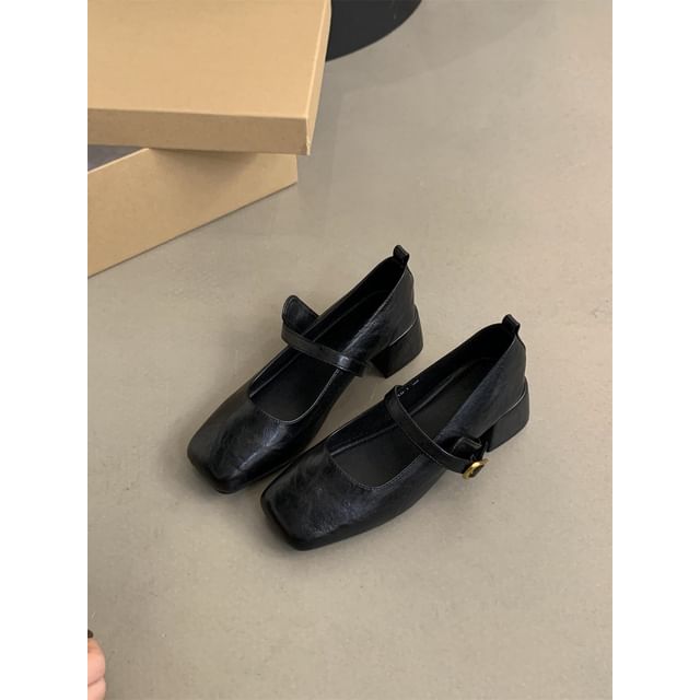 Jane Square-Toe Shoes Chunky Mary Heel