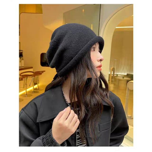 Plain Bowknot Beanie