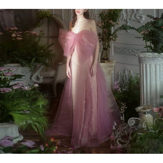 Gown A-Line Evening Bow Off-Shoulder