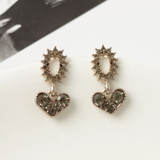 Drop Alloy Rhinestone Earring Flower Heart