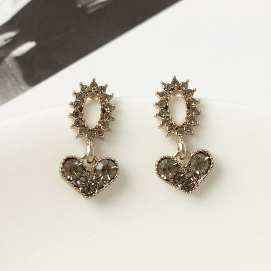 Drop Alloy Rhinestone Earring Flower Heart