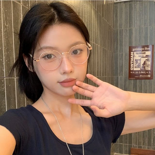 Blocking Frame Metal Eyeglasses Blue Light Round