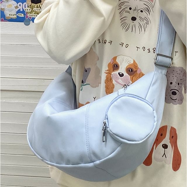 Zipper Purse With Crossbody Pouch Coin Plain