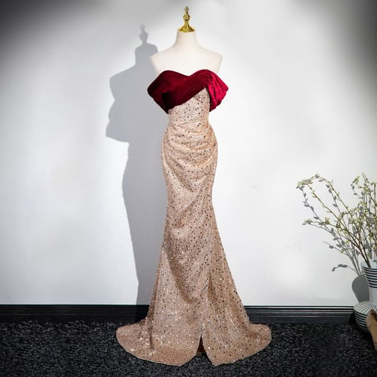 Evening Strapless Sequined Gown Mermaid