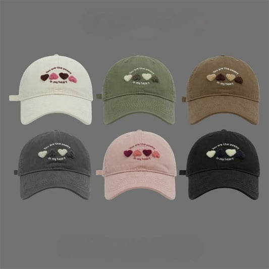 Heart Baseball Cap Embroidered