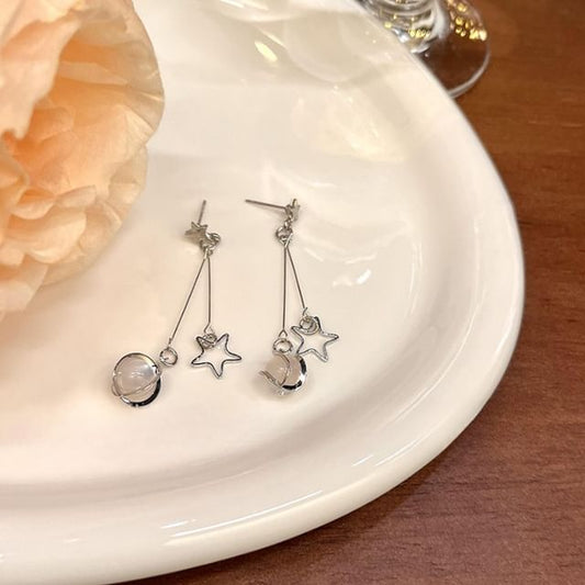 Dangle Faux Star Earring Gemstone Alloy