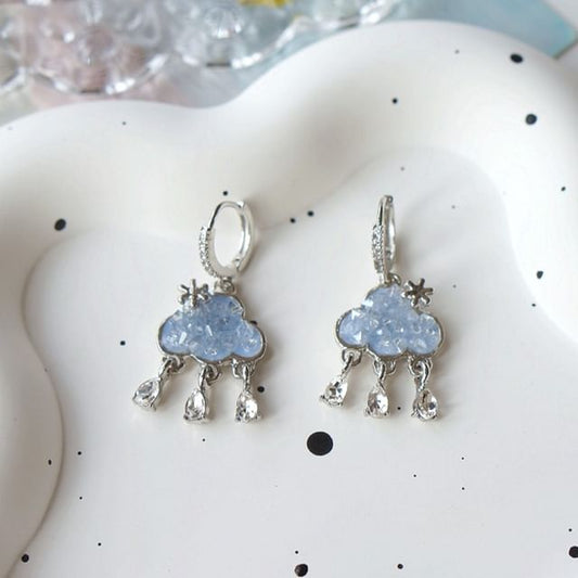 Huggie Rhinestone Drop Earring Cloud Fringed